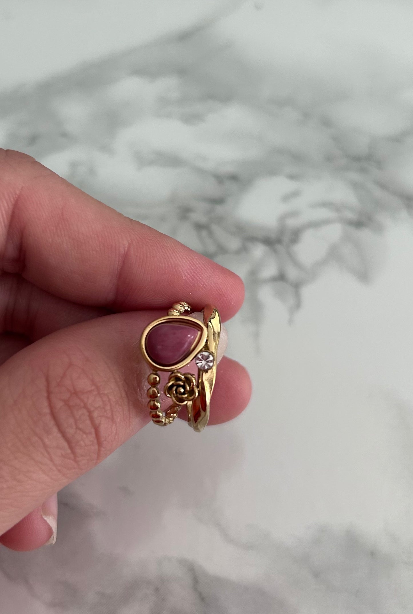 Bague "Caroline" rouge